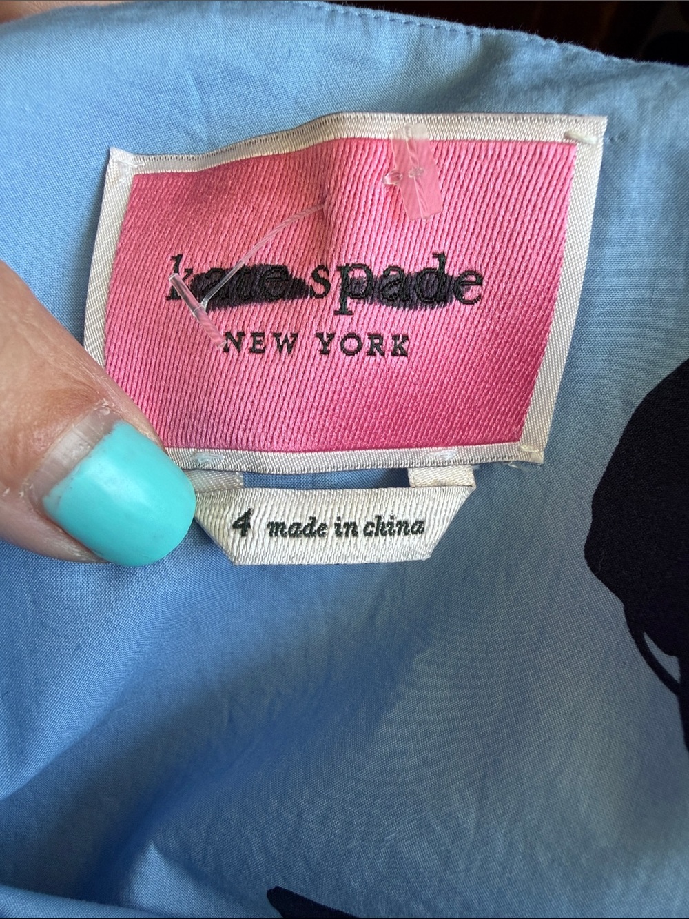 kate spade Light Blue Maxi Dress with Navy and Coral Floral Print - Picture 5 of 6